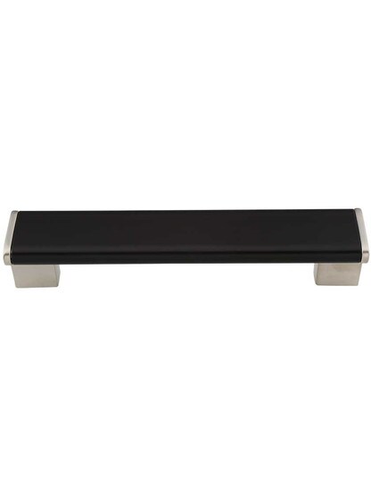 Tenor Cabinet Pull - 6 5/16 inch Center-to-Center in Espresso Brown/Satin Nickel.